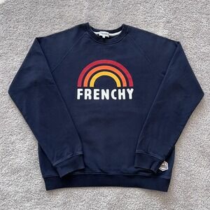 French Disorder Sweatshirt Mens Medium Navy Frenchy Rainbow Graphic Pullover